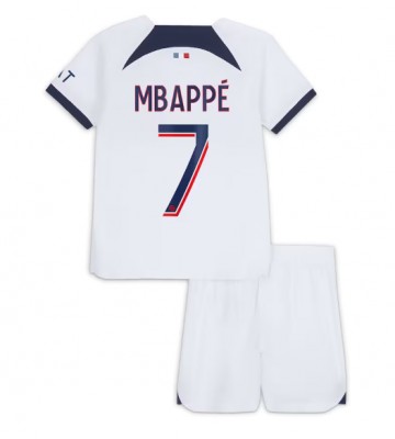 Paris Saint-Germain Kylian Mbappe #7 Segunda Equipación Niños 2023-24 Manga Corta (+ Pantalones cortos)